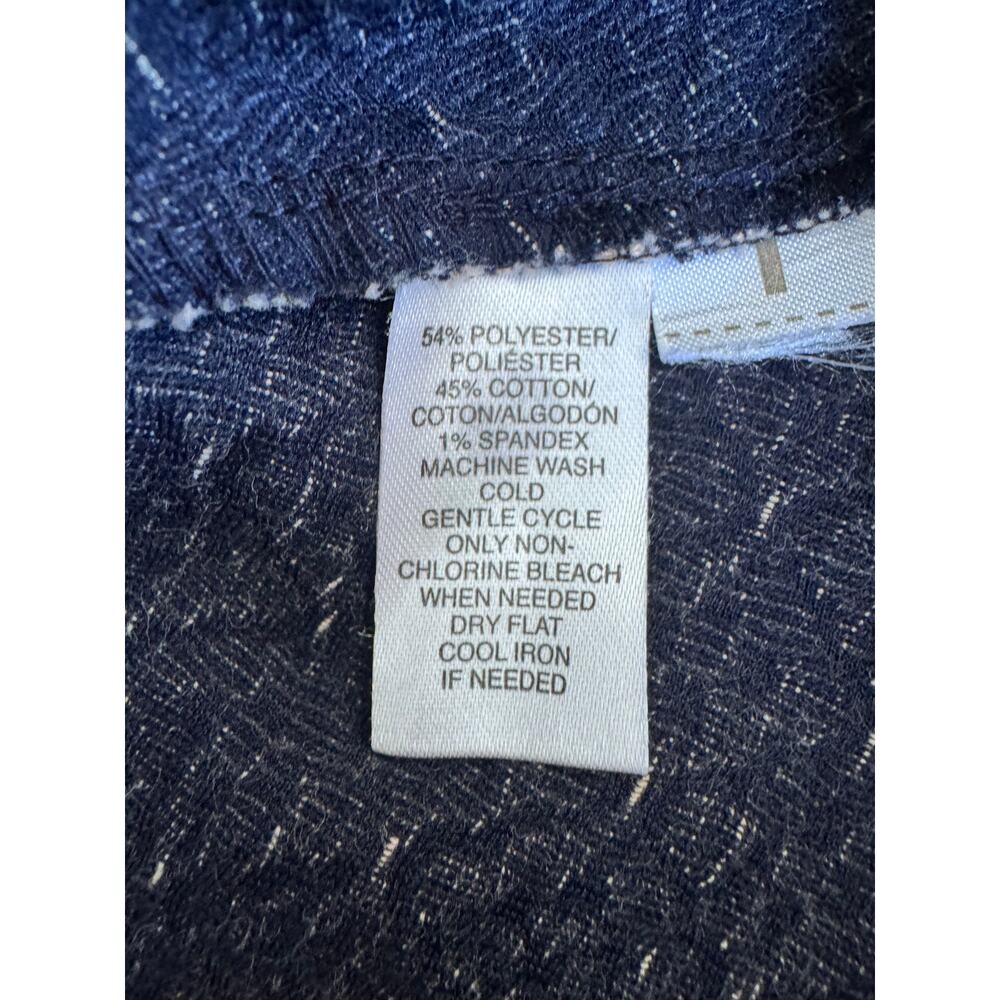 LOFT Navy Ivory Geometric Jacquard Knit Fit & Flare Dress Women’s Dress Size 10 - Picture 9 of 10